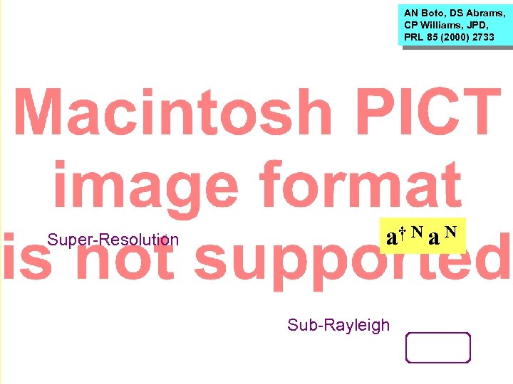 AN Boto, DS Abrams, CP Williams, JPD, PRL 85 (2000) 2733 Super-Resolution a† N