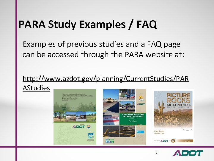 PARA Study Examples / FAQ Examples of previous studies and a FAQ page can