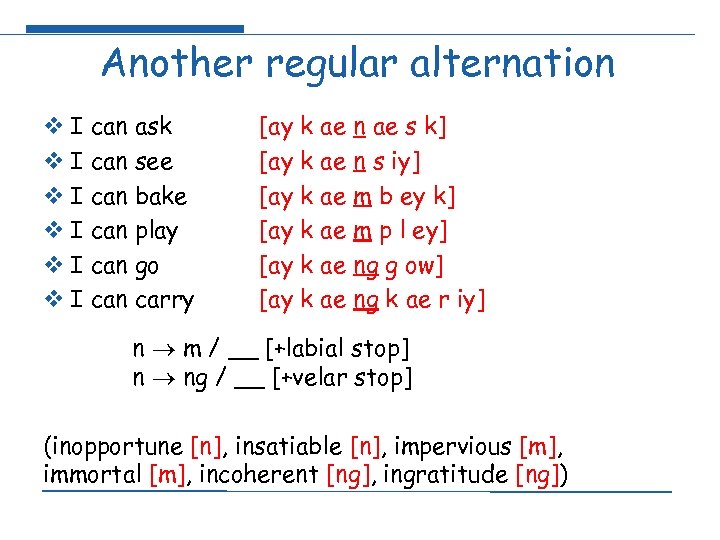 Another regular alternation v I can ask v I can see v I can