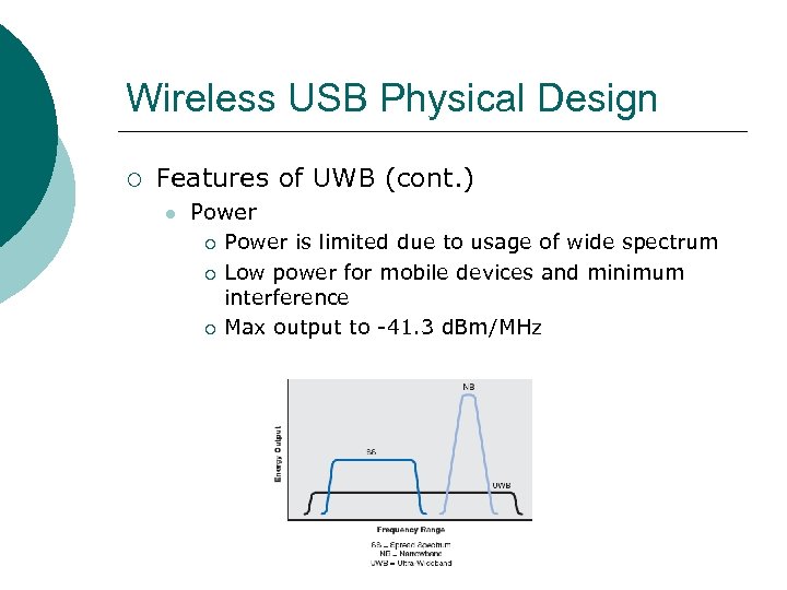 Wireless USB Physical Design ¡ Features of UWB (cont. ) l Power ¡ ¡