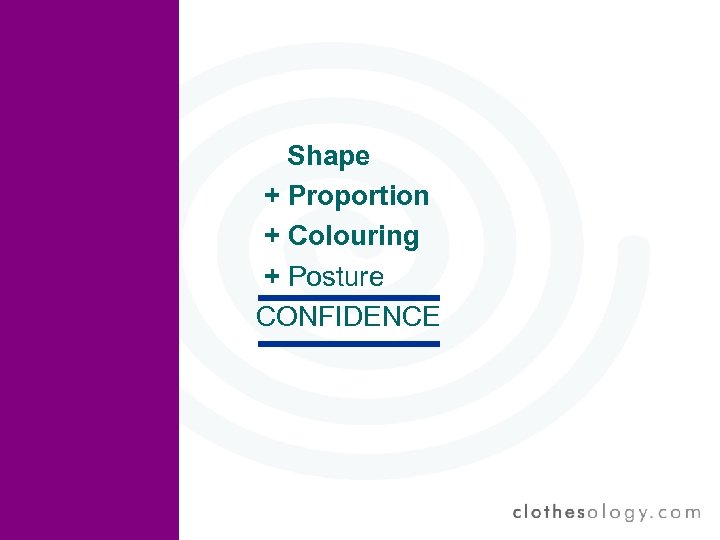 Shape + Proportion + Colouring + Posture CONFIDENCE 