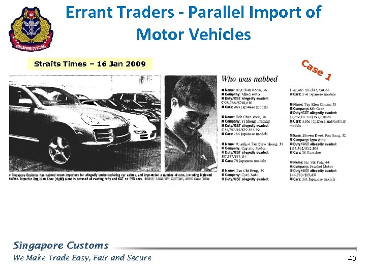 Errant Traders - Parallel Import of Motor Vehicles Straits Times – 16 Jan 2009