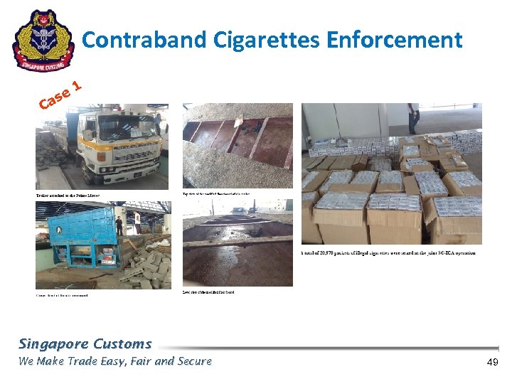 Contraband Cigarettes Enforcement C e as 1 Singapore Customs We Make Trade Easy, Fair