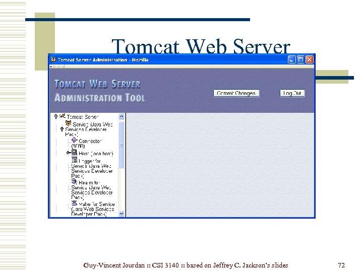 Tomcat Web Server Guy-Vincent Jourdan : : CSI 3140 : : based on Jeffrey