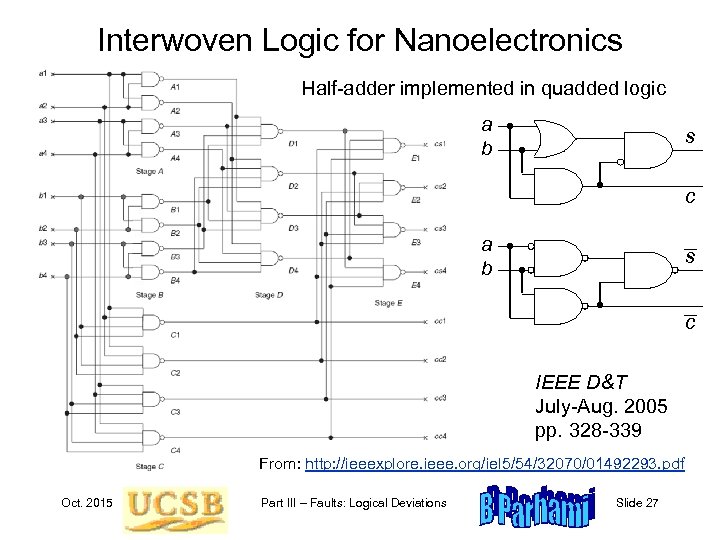 Interwoven Logic for Nanoelectronics Half-adder implemented in quadded logic a b s c IEEE
