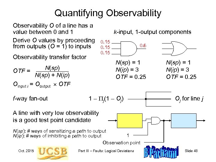 Quantifying Observability O of a line has a value between 0 and 1 Derive