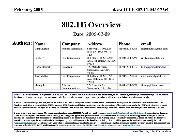 February 2005 doc. : IEEE 802. 11 -04/0123 r 1 802. 11 i Overview