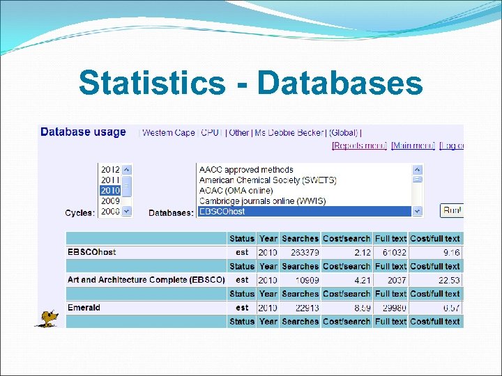 Statistics - Databases 