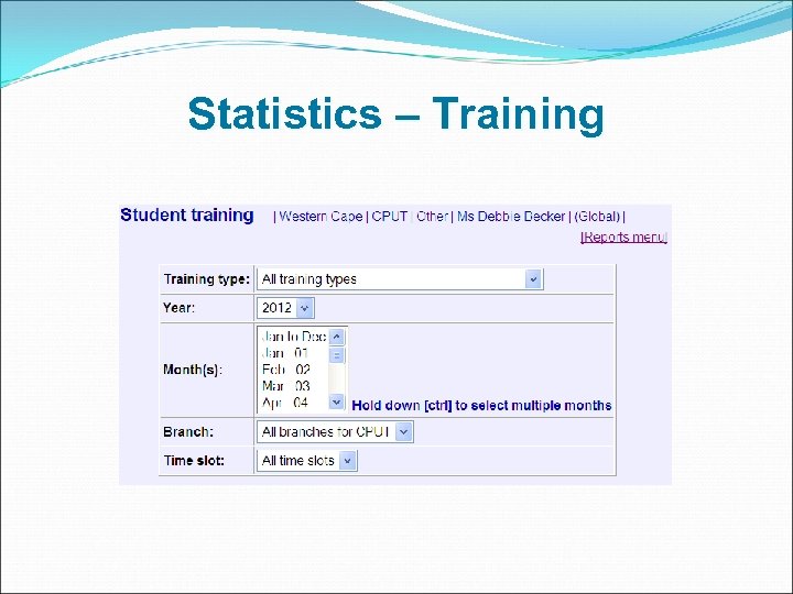 Statistics – Training 