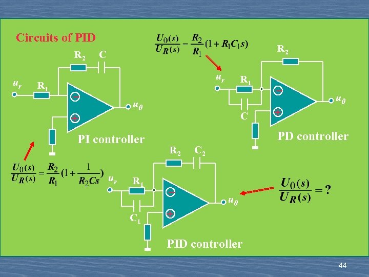 Circuits of PID R 2 ur R 1 R 2 C ur _ R