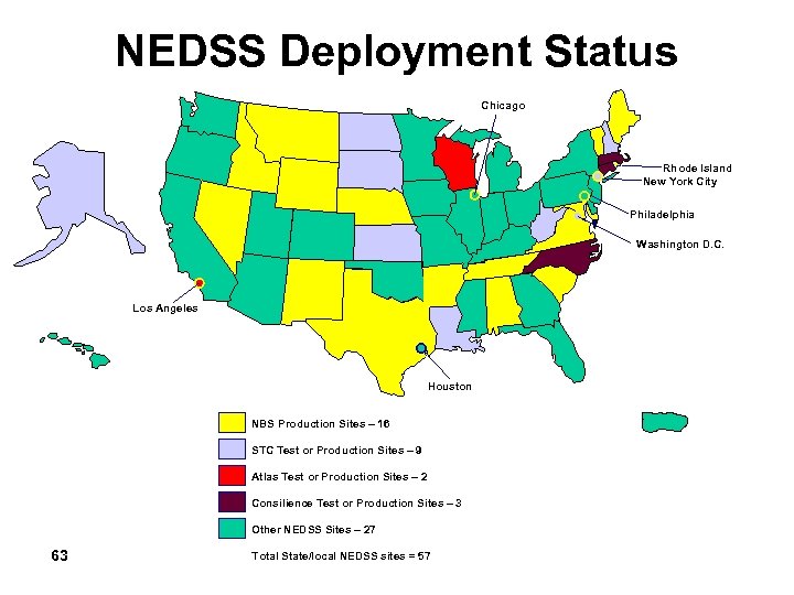 NEDSS Deployment Status Chicago Rhode Island New York City Philadelphia Washington D. C. Los