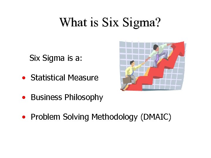 What is Six Sigma? Six Sigma is a: • Statistical Measure • Business Philosophy