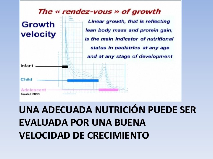 UNA ADECUADA NUTRICIÓN PUEDE SER EVALUADA POR UNA BUENA VELOCIDAD DE CRECIMIENTO 