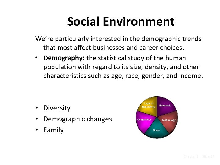 Social Environment We’re particularly interested in the demographic trends that most affect businesses and