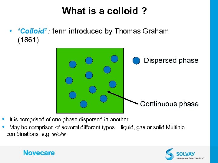What is a colloid ? • ‘Colloid’ : term introduced by Thomas Graham (1861)