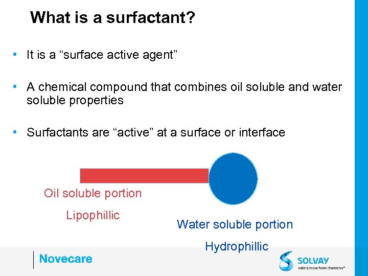 What is a surfactant? • It is a “surface active agent” • A chemical