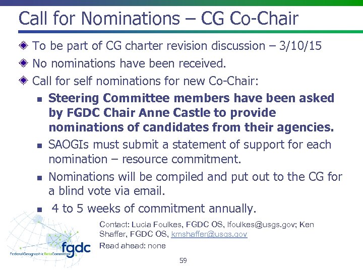 Call for Nominations – CG Co-Chair To be part of CG charter revision discussion