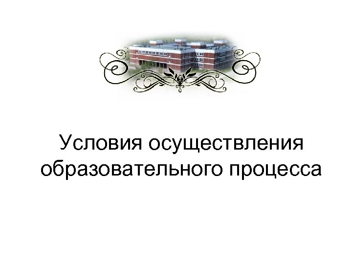Условия осуществления образовательного процесса 