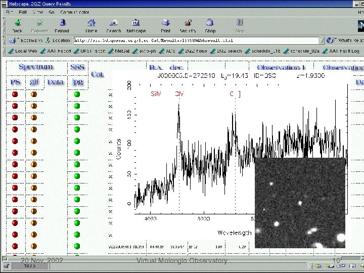 20 Nov, 2002 Virtual Molonglo Observatory 10 