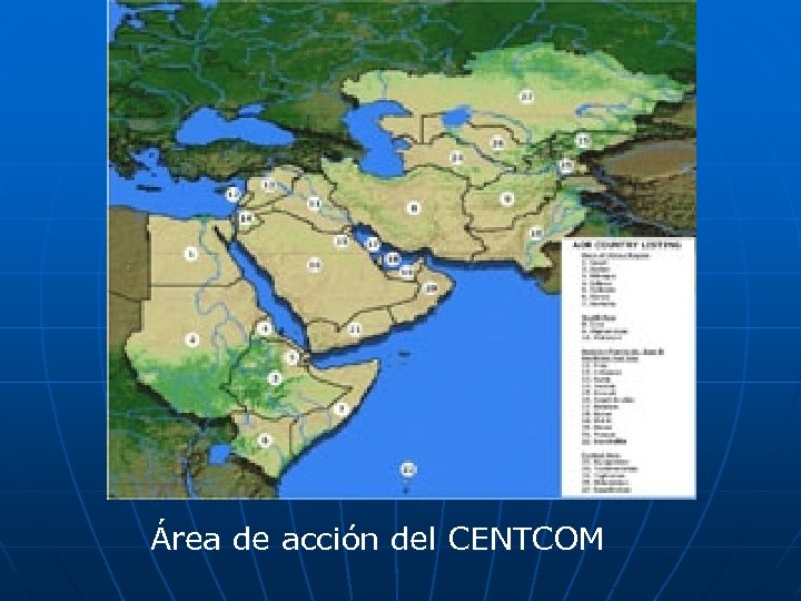 Área de acción del CENTCOM 