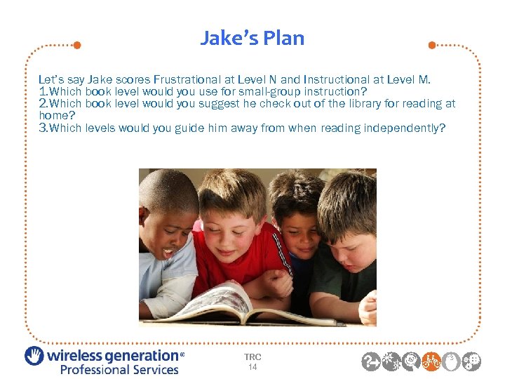 Jake’s Plan Let’s say Jake scores Frustrational at Level N and Instructional at Level