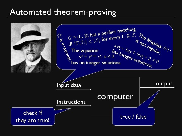 Automated theorem-proving √ 2 l. ona rati is ir hing fect matc a per.