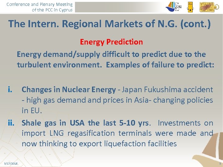 Conference and Plenary Meeting of the PCC in Cyprus The Intern. Regional Markets of