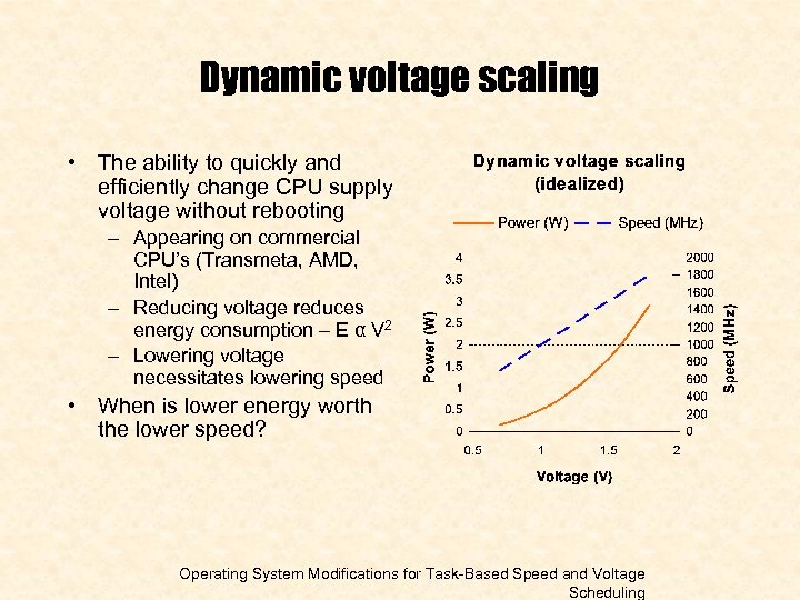 Dynamic voltage scaling • The ability to quickly and efficiently change CPU supply voltage