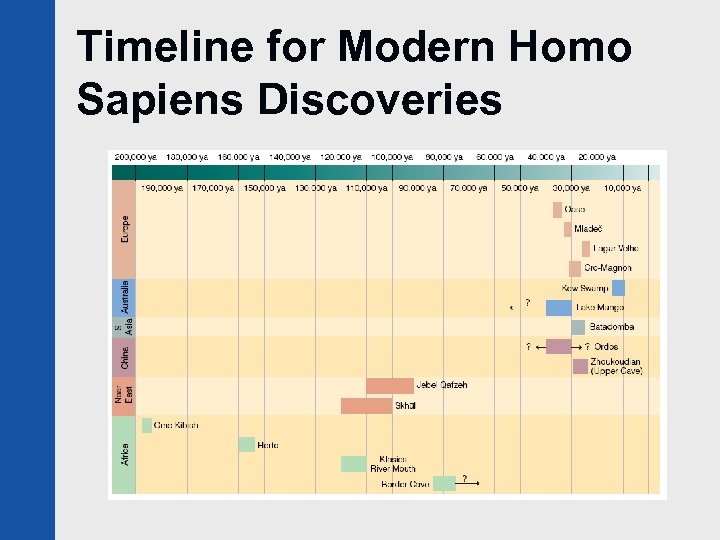 Timeline for Modern Homo Sapiens Discoveries 