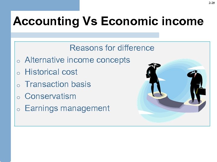 2 -28 Accounting Vs Economic income o o o Reasons for difference Alternative income