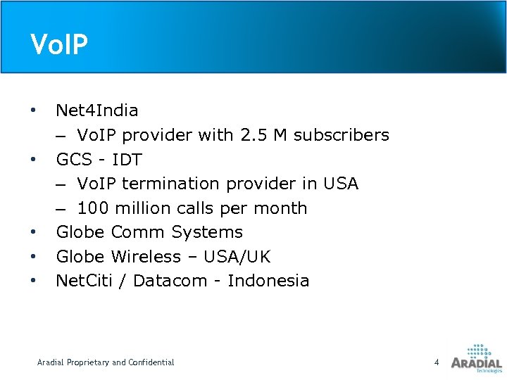 Vo. IP • • • Net 4 India – Vo. IP provider with 2.