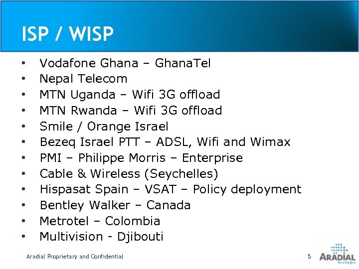 ISP / WISP • • • Vodafone Ghana – Ghana. Tel Nepal Telecom MTN