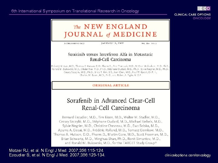 6 th International Symposium on Translational Research in Oncology Motzer RJ, et al. N