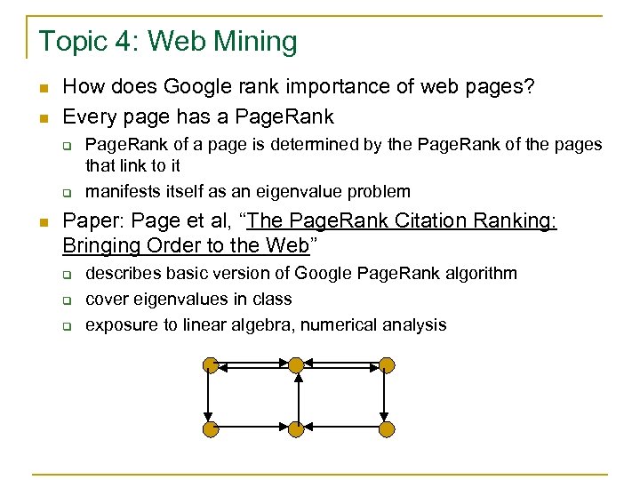 Topic 4: Web Mining n n How does Google rank importance of web pages?