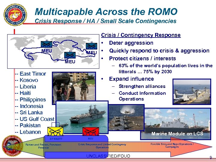 Multicapable Across the ROMO Crisis Response / HA / Small Scale Contingencies MEU --