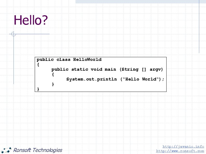 Hello? public class Hello. World { public static void main (String [] argv) {