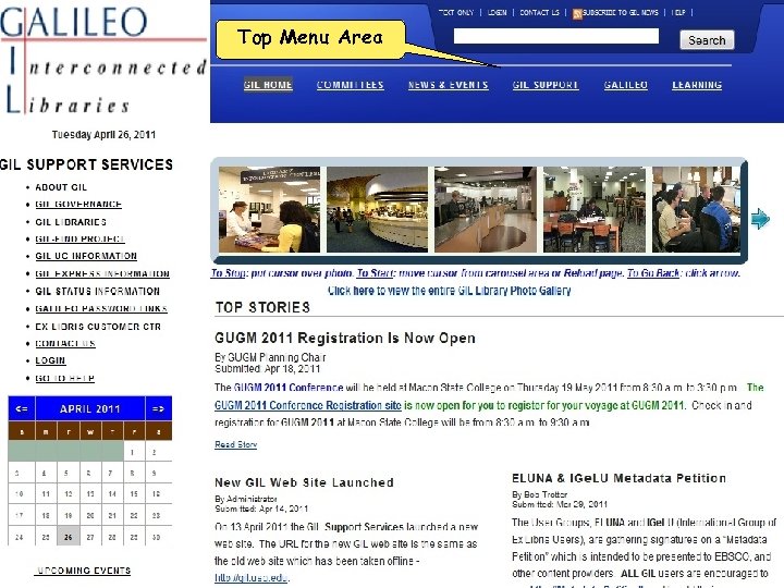 Top Menu Area GIL Support Services Web Site 