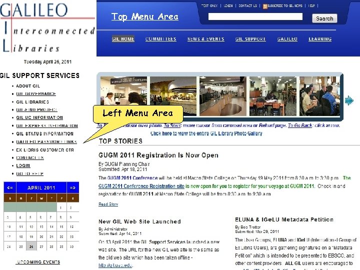 Top Menu Area GIL Support Services Web Site Left Menu Area 
