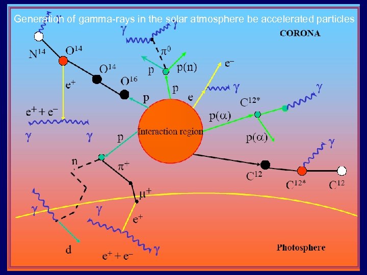 Generation of gamma-rays in the solar atmosphere be accelerated particles 