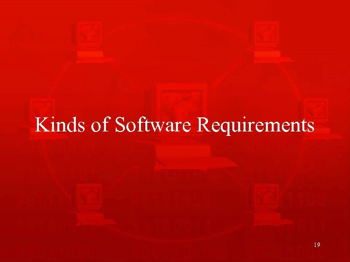 Kinds of Software Requirements 19 