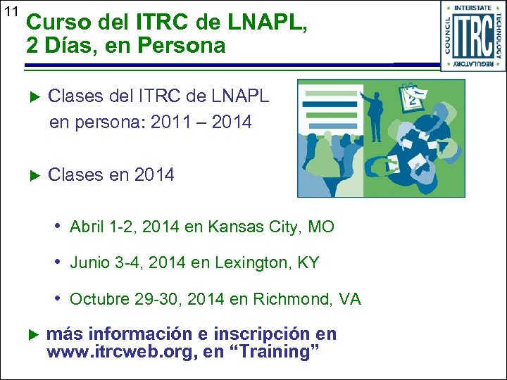 11 Curso del ITRC de LNAPL, 2 Días, en Persona u Clases del ITRC