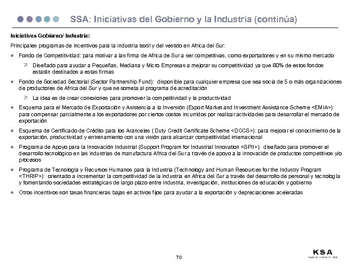 SSA: Iniciativas del Gobierno y la Industria (continúa) Iniciativas Gobierno/ Industria: Principales programas de