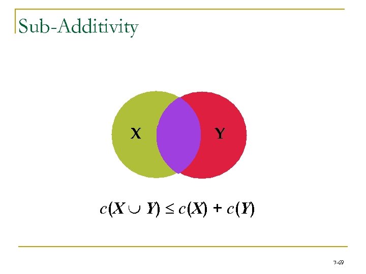 Sub-Additivity X Y c(X È Y) £ c(X) + c(Y) 7 -69 