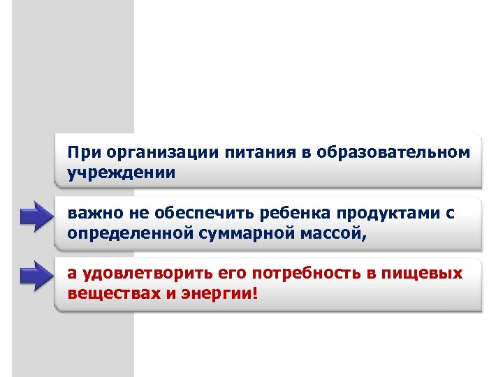 При организации питания в образовательном учреждении важно не обеспечить ребенка продуктами с определенной суммарной