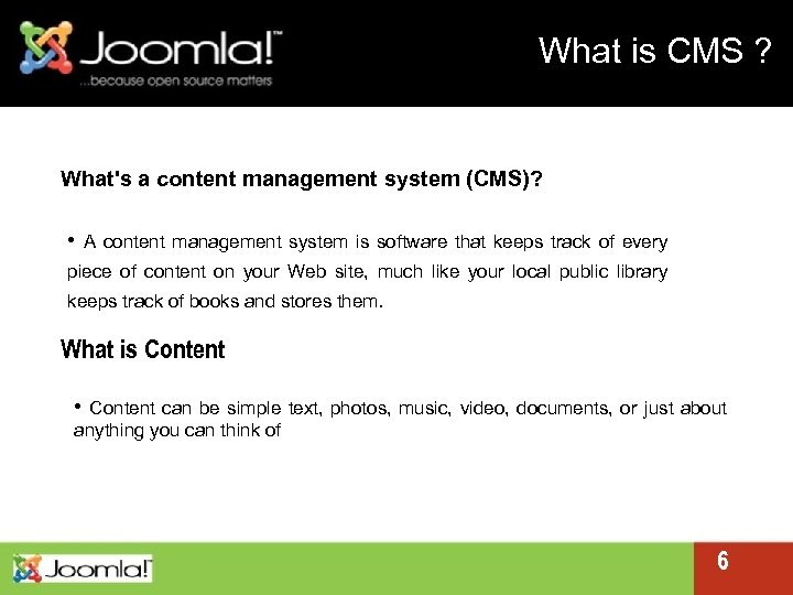 What is CMS ? What's a content management system (CMS)? • A content management