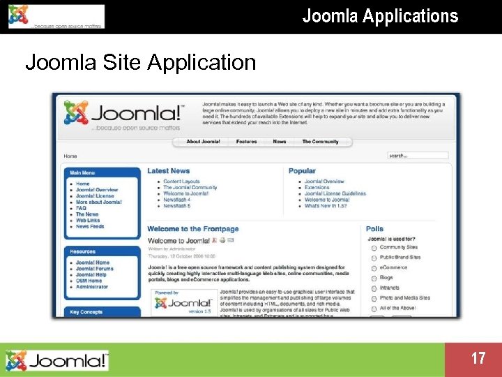 Joomla Applications Joomla Site Application Presentation name change me in master 17 