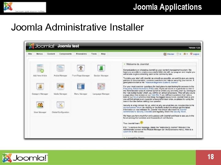 Joomla Applications Joomla Administrative Installer Presentation name change me in master 18 