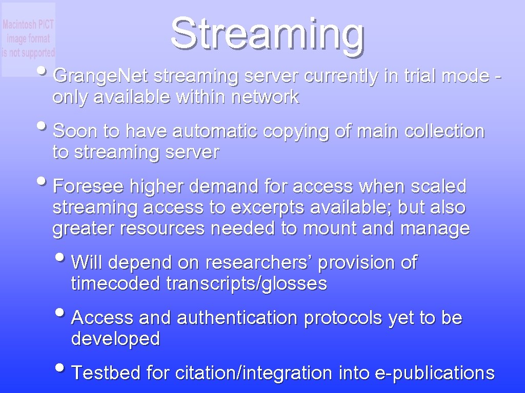 Streaming • Grange. Net streaming server currently in trial mode - only available within