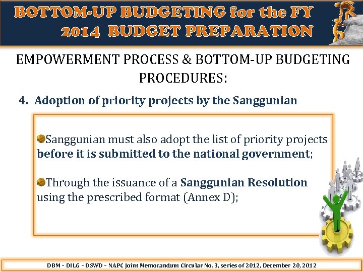 BOTTOM-UP BUDGETING for the FY 2014 BUDGET PREPARATION EMPOWERMENT PROCESS & BOTTOM-UP BUDGETING PROCEDURES: