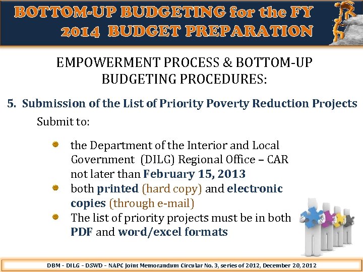 BOTTOM-UP BUDGETING for the FY 2014 BUDGET PREPARATION EMPOWERMENT PROCESS & BOTTOM-UP BUDGETING PROCEDURES: